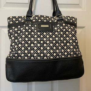 Kate Spade Black and White Leather Tote Laptop Bag